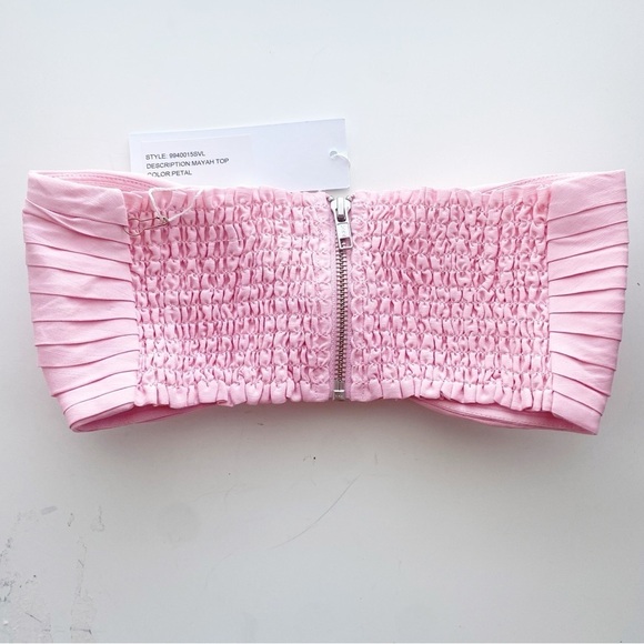 RONNY KOBO Revolve Mayan Pink Bow Pleated Bandeau Top NWT - Picture 5 of 11